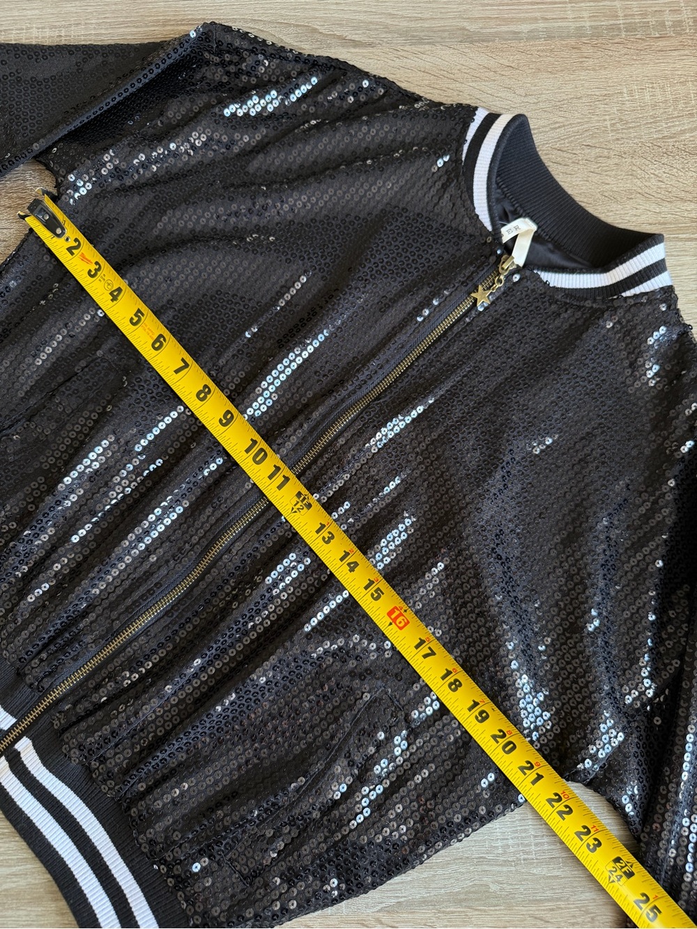 Roper Solid Black Sequin Bomber Jacket Size Medium - Picture 9 of 9